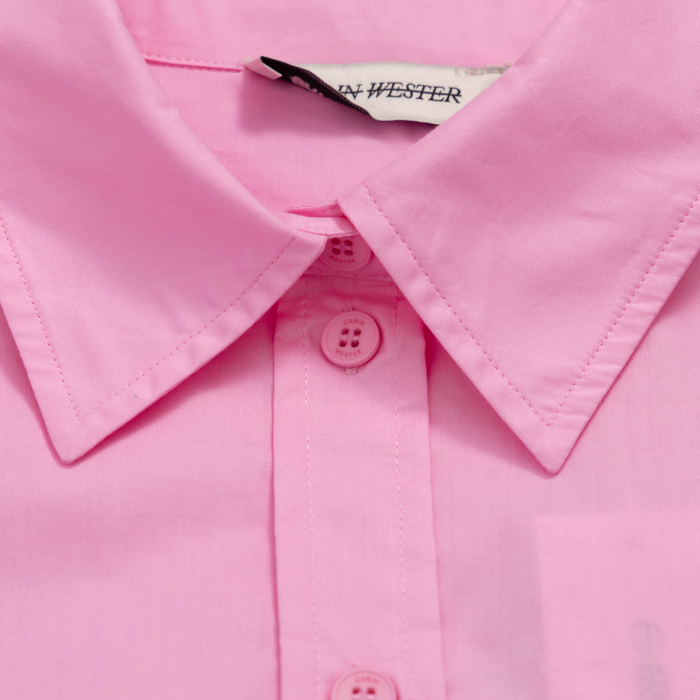 Custom Women Long Poplin Pink Button Up Shirt 4Y4A0680