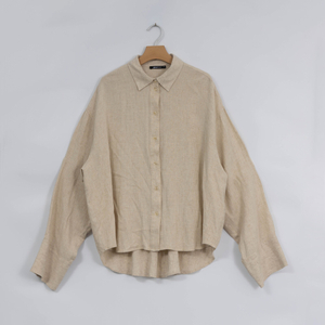Custom Women Casual Linen Button Up Shirt Coat 4Y4A9431