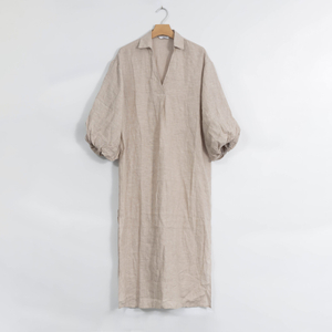 Custom Women Linen Lapel Collar Blouse Dress 4Y4A9654