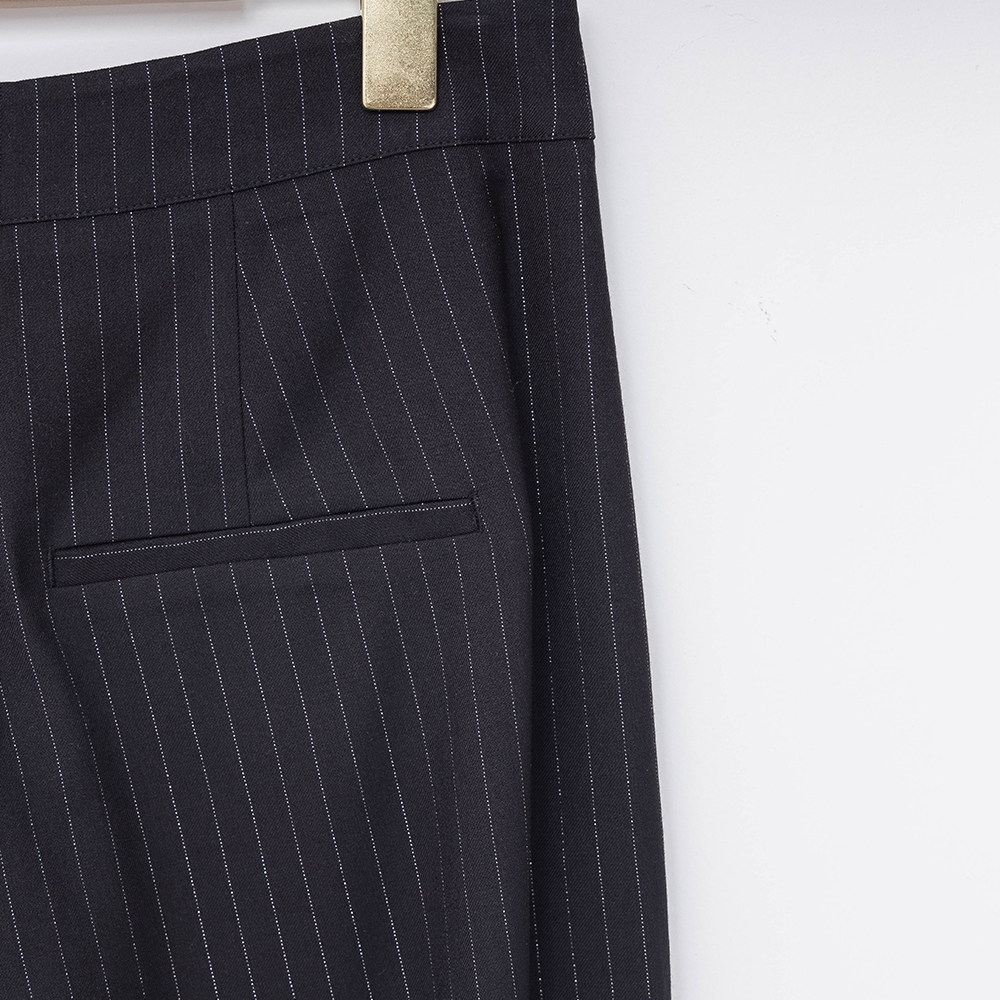 Black Suit Trousers with Strips Details