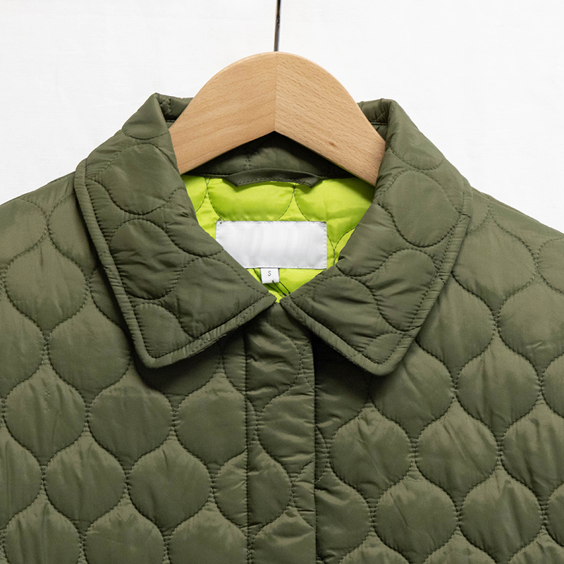 New Joys Green Lightweight Long Quilted Jacket Bulk Sale 