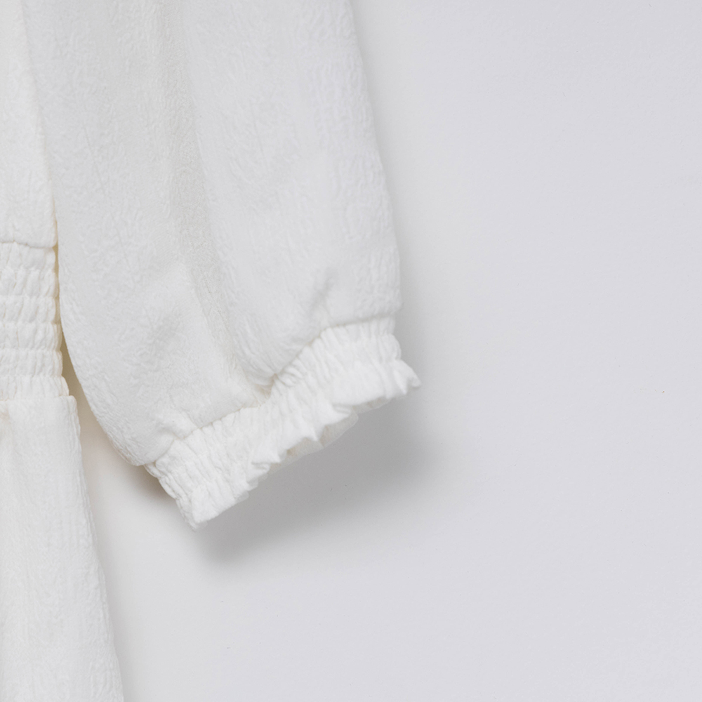 New Joys V Neck White Maxi Dress with Smocked Details
